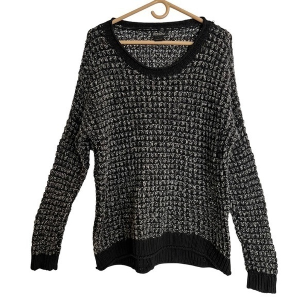 Lucky Brand Salt & Pepper Knit Sweater Wool blend Size Large